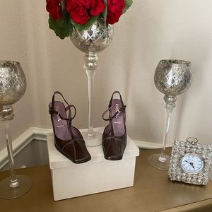 Chocolate  Brown  Prada sling back pumps